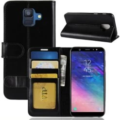 Etui Samsung Galaxy A6 2018 Similicuir Noir -All For Phone Magasin etui galaxy a6 2018 frac2275 3