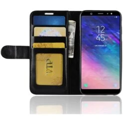 Etui Samsung Galaxy A6 2018 Similicuir Noir -All For Phone Magasin etui galaxy a6 2018 frac2275 6