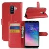 Etui Portefeuille Samsung Galaxy A6+ 2018 Litchi Avec Rangement Cartes Rouge