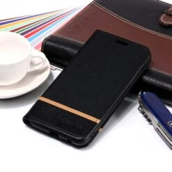 Etui Samsung Portefeuille Galaxy A6+ 2018 Et Galaxy A9 Star Lite Avec Tissu Extérieur Noir -All For Phone Magasin etui galaxy a6 plus 2018 frac2760 5