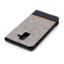 Etui Samsung Portefeuille Galaxy A6+ 2018 Et Galaxy A9 Star Lite Avec Tissu Extérieur Gris -All For Phone Magasin etui galaxy a6 plus 2018 frac2761 3
