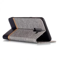Etui Samsung Portefeuille Galaxy A6+ 2018 Et Galaxy A9 Star Lite Avec Tissu Extérieur Gris -All For Phone Magasin etui galaxy a6 plus 2018 frac2761 4