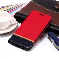 Etui Samsung Portefeuille Galaxy A6+ 2018 Et Galaxy A9 Star Lite Avec Tissu Extérieur Rouge -All For Phone Magasin etui galaxy a6 plus 2018 frac2762 5