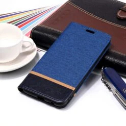Etui Samsung Portefeuille Galaxy A6+ 2018 Et Galaxy A9 Star Lite Avec Tissu Extérieur Bleu -All For Phone Magasin etui galaxy a6 plus 2018 frac2763 6