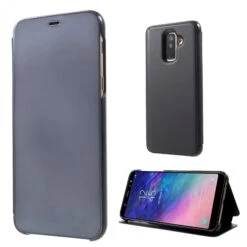 Etui Portefeuille Galaxy A6 Plus 2018 Avec Rabat Effet Mirroir - Noir