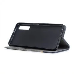 Etui Portefeuille Samsung Galaxy A7 2018 Avec Tissus Extérieur Gris -All For Phone Magasin etui galaxy a7 2018 frac2790 3