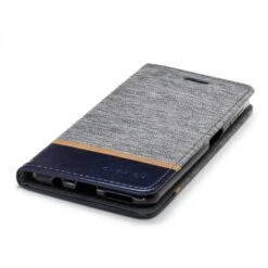 Etui Portefeuille Samsung Galaxy A7 2018 Avec Tissus Extérieur Gris -All For Phone Magasin etui galaxy a7 2018 frac2790 4