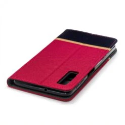 Etui Portefeuille Samsung Galaxy A7 2018 Avec Tissus Extérieur Rouge -All For Phone Magasin etui galaxy a7 2018 frac2791 5