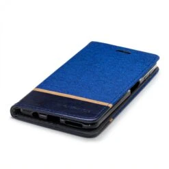 Etui Portefeuille Samsung Galaxy A7 2018 Avec Tissus Extérieur Bleu -All For Phone Magasin etui galaxy a7 2018 frac2792 4