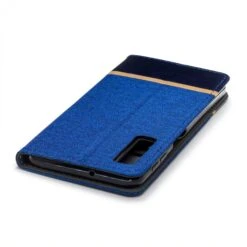 Etui Portefeuille Samsung Galaxy A7 2018 Avec Tissus Extérieur Bleu -All For Phone Magasin etui galaxy a7 2018 frac2792 5