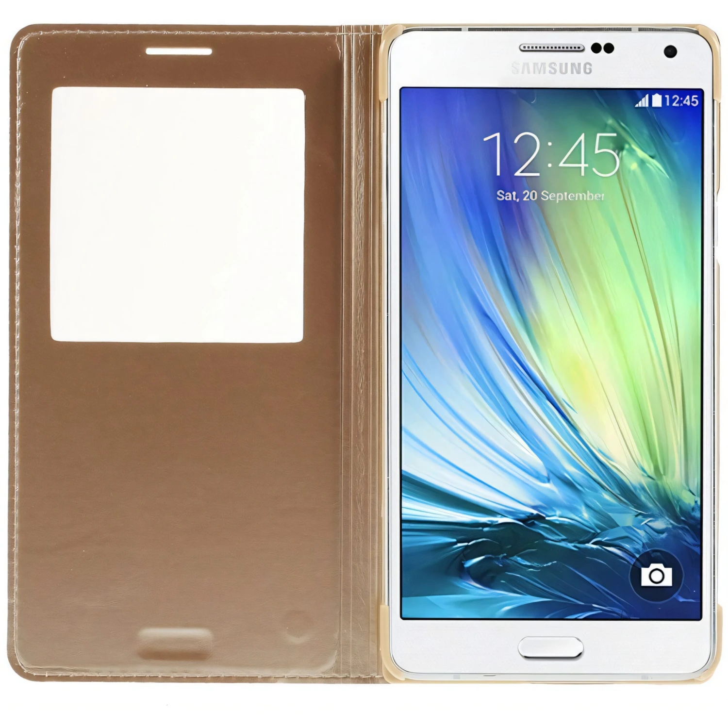 Etui Samsung Galaxy A7 Avec Fenêtre Or 6 Etui Samsung Galaxy A7 Avec Fenêtre Or – Image 4