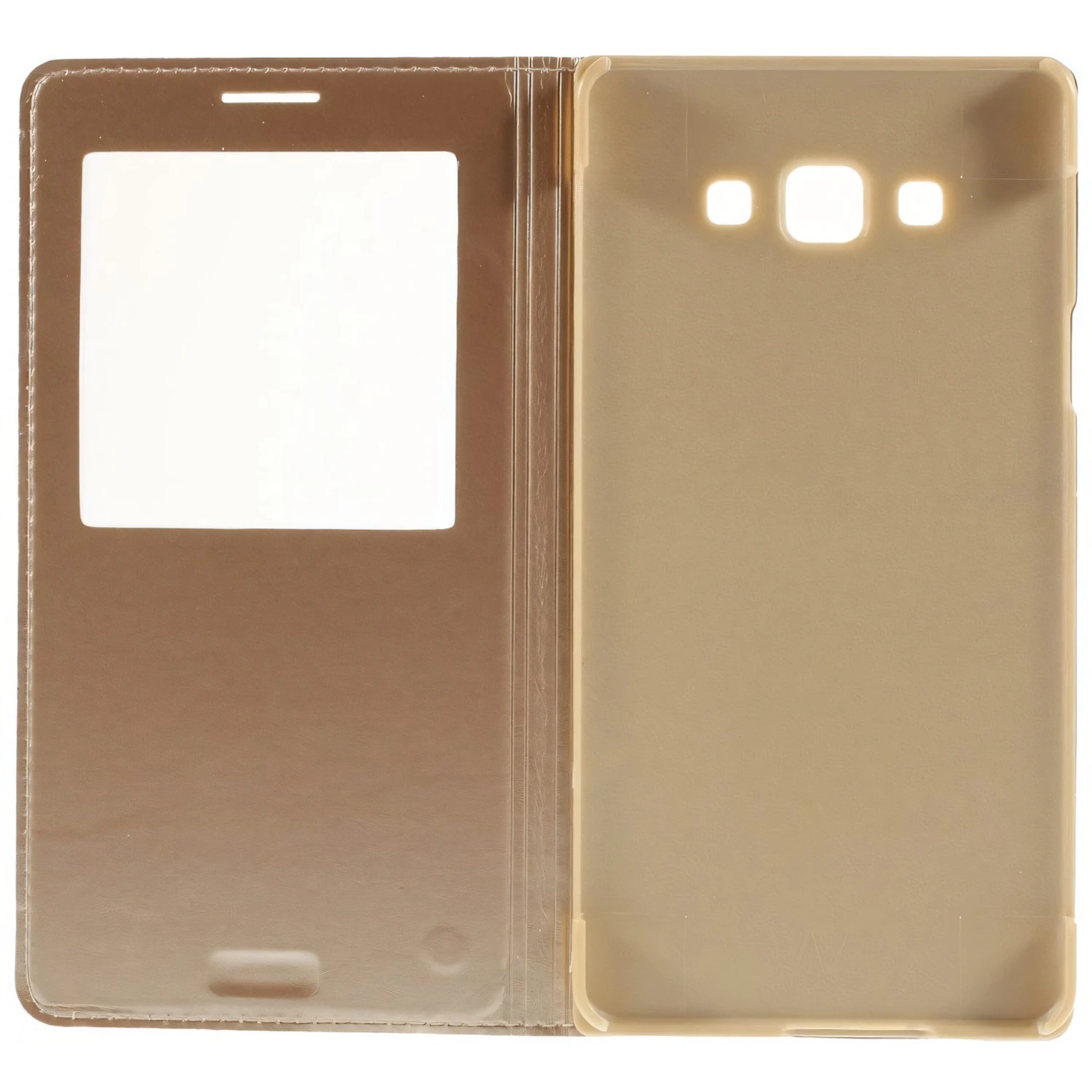 Etui Samsung Galaxy A7 Avec Fenêtre Or 8 Etui Samsung Galaxy A7 Avec Fenêtre Or – Image 6