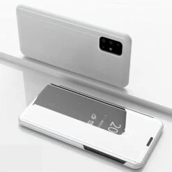 Etui Galaxy A71 Avec Fenêtre Mirroir Design - Argent