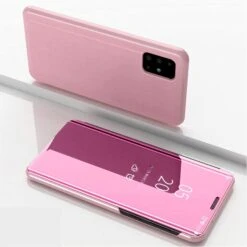 Etui Galaxy A71 Avec Fenêtre Mirroir Design - Rose