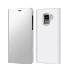 Etui Portefeuille Galaxy A8 Plus 2018 Avec Rabat Effet Mirroir - Argent