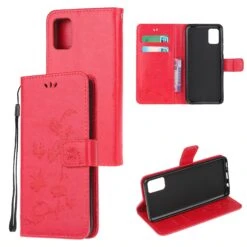 Etui De Protection Galaxy S10 Lite Et A91 Style Cuir - Papillons Et Fleurs Rouge