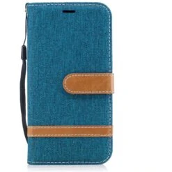 Etui Portefeuille Galaxy J3 2017 Jean Vert -All For Phone Magasin etui galaxy j3 2017 frac2419 2