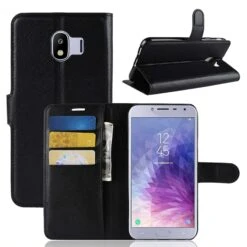 Etui Samsung Galaxy J4 2018 Simili-cuir Litchi Noir