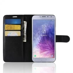 Etui Samsung Galaxy J4 2018 Simili-cuir Litchi Noir -All For Phone Magasin etui galaxy j4 2018 frac2737 3