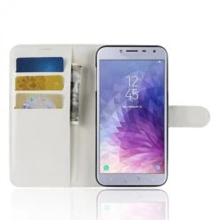 Etui Samsung Galaxy J4 2018 Simili-cuir Litchi Blanc -All For Phone Magasin etui galaxy j4 2018 frac2738 3