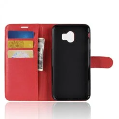 Etui Samsung Galaxy J4 2018 Simili-cuir Litchi Rouge -All For Phone Magasin etui galaxy j4 2018 frac2739 2