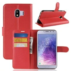 Etui Samsung Galaxy J4 2018 Simili-cuir Litchi Rouge