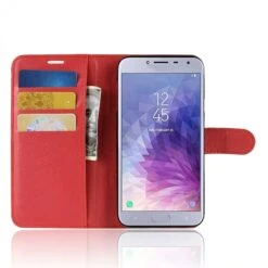 Etui Samsung Galaxy J4 2018 Simili-cuir Litchi Rouge -All For Phone Magasin etui galaxy j4 2018 frac2739 3