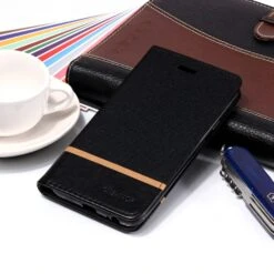 Etui Samsung Portefeuille Galaxy J4 2018 Avec Tissu Extérieur Noir -All For Phone Magasin etui galaxy j4 2018 frac2764 5