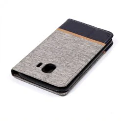 Etui Samsung Portefeuille Galaxy J4 2018 Avec Tissu Extérieur Gris -All For Phone Magasin etui galaxy j4 2018 frac2765 3