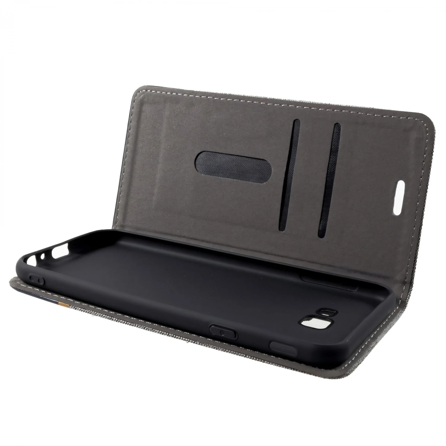 Etui Portefeuille Samsung Galaxy J4+ Et Galaxy J4 Prime Style Tissus Gris 7 Etui Portefeuille Samsung Galaxy J4+ Et Galaxy J4 Prime Style Tissus Gris – Image 5