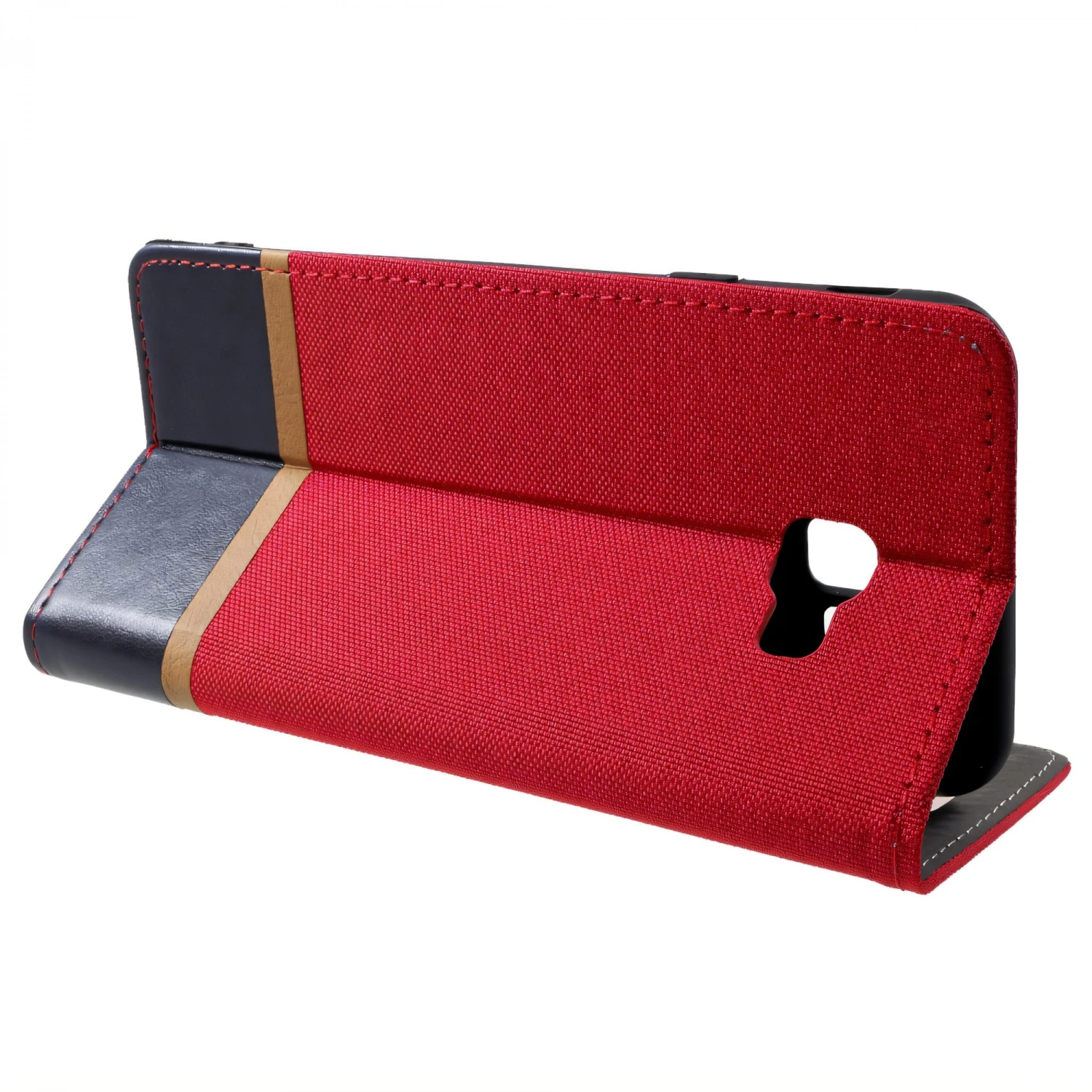Etui Portefeuille Samsung Galaxy J4+ Et Galaxy J4 Prime Style Tissus Rouge 6 Etui Portefeuille Samsung Galaxy J4+ Et Galaxy J4 Prime Style Tissus Rouge – Image 4