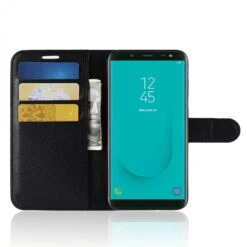 Etui Samsung Galaxy J6 2018 Simili-cuir Litchi Noir -All For Phone Magasin etui galaxy j6 2018 frac2733 3