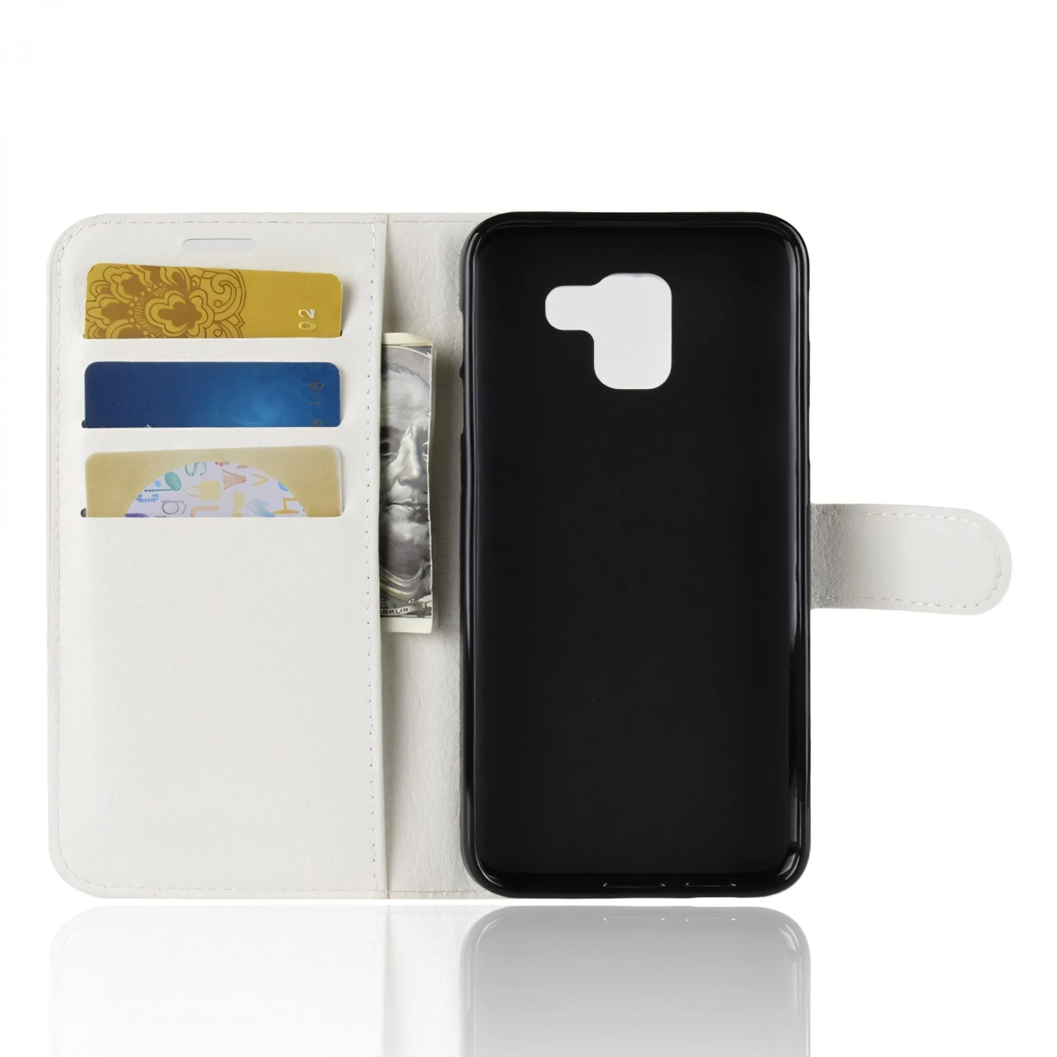 Etui Samsung Galaxy J6 2018 Simili-cuir Litchi Blanc 5 Etui Samsung Galaxy J6 2018 Simili-cuir Litchi Blanc – Image 3