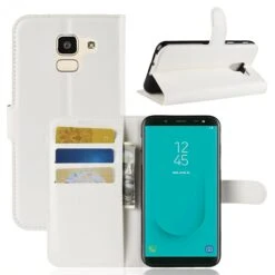 Etui Samsung Galaxy J6 2018 Simili-cuir Litchi Blanc