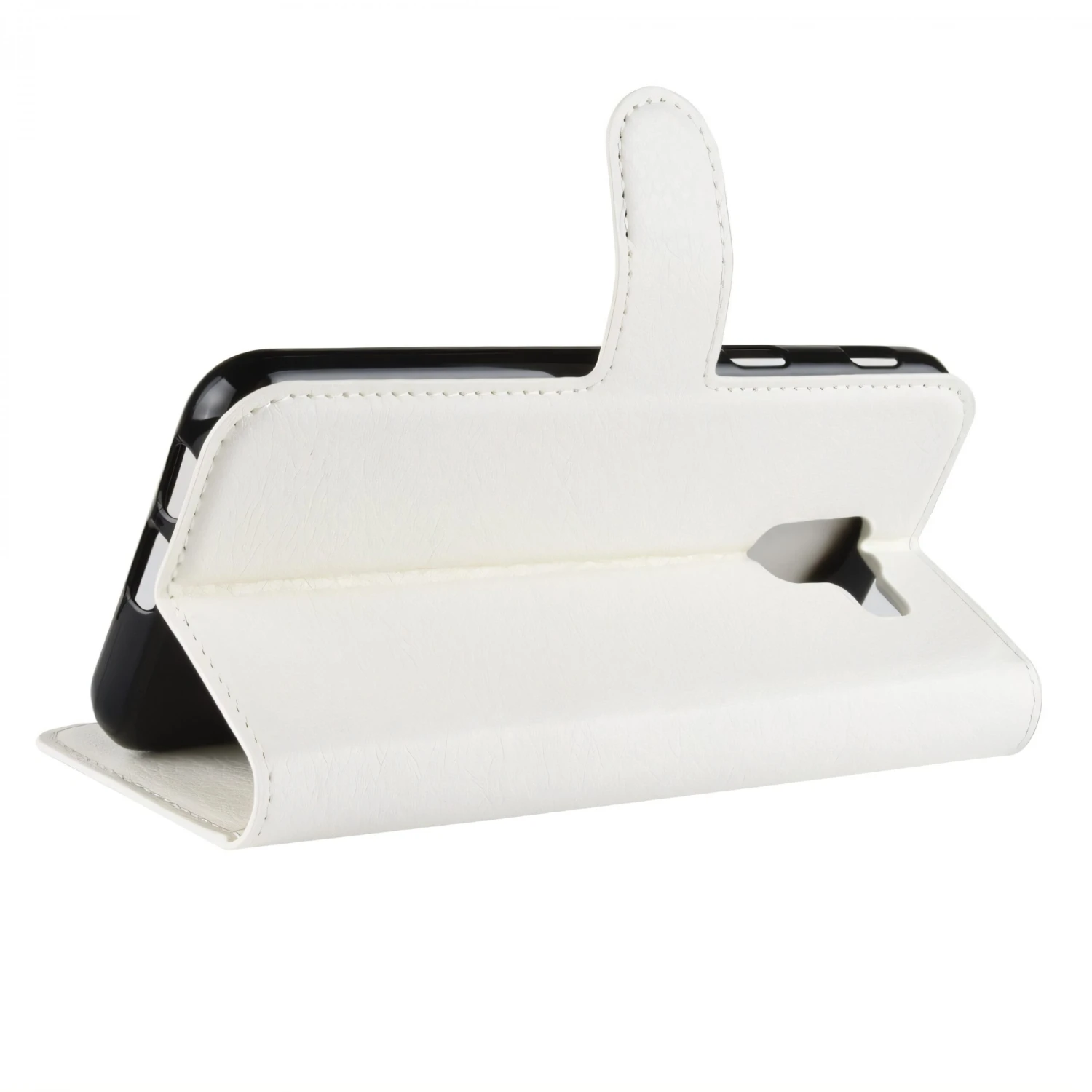 Etui Samsung Galaxy J6 2018 Simili-cuir Litchi Blanc 7 Etui Samsung Galaxy J6 2018 Simili-cuir Litchi Blanc – Image 5