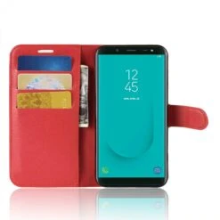 Etui Samsung Galaxy J6 2018 Simili-cuir Litchi Rouge -All For Phone Magasin etui galaxy j6 2018 frac2735 3