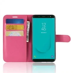 Etui Samsung Galaxy J6 2018 Simili-cuir Litchi Fushia -All For Phone Magasin etui galaxy j6 2018 frac2736 3