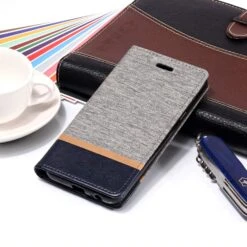Etui Samsung Portefeuille Galaxy J6 2018 Avec Tissu Extérieur Gris -All For Phone Magasin etui galaxy j6 2018 frac2757 5