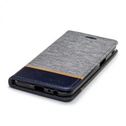 Etui Portefeuille Samsung Galaxy J6+ Et Galaxy J6 Prime Avec Tissu Extérieur Gris -All For Phone Magasin etui galaxy j6 plus frac2794 4