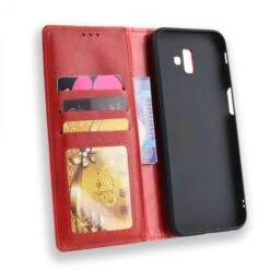 Etui Samsung Portefeuille Galaxy J6 Plus Vintage Rouge -All For Phone Magasin etui galaxy j6 plus frac2842 4