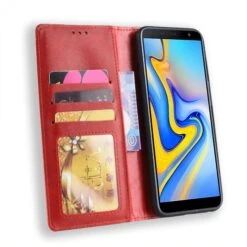 Etui Samsung Portefeuille Galaxy J6 Plus Vintage Rouge -All For Phone Magasin etui galaxy j6 plus frac2842 5