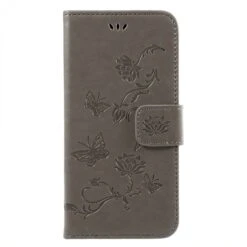 Etui Portefuille Galaxy J7 2017 Papillons Gris