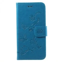 Etui Portefuille Galaxy J7 2017 Papillons Bleu