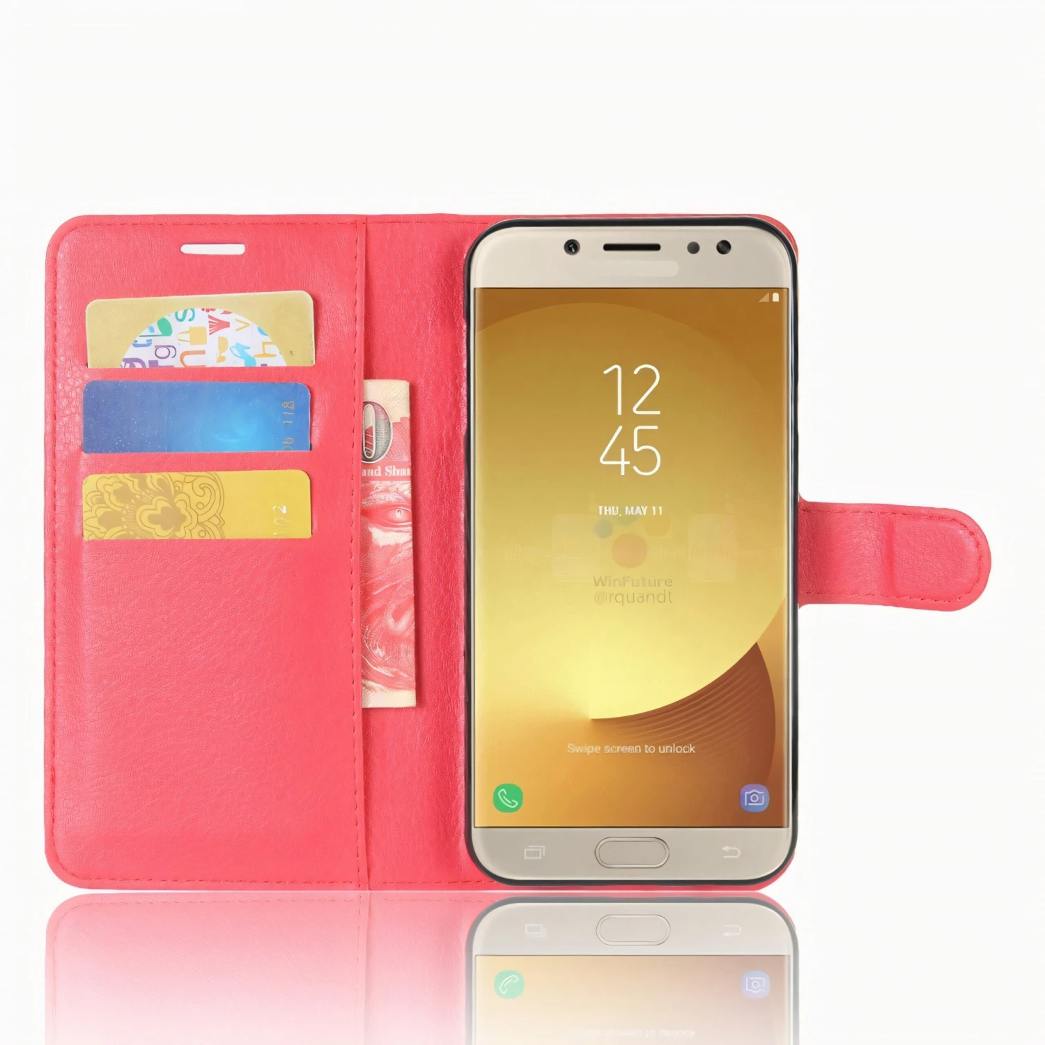 Etui Samsung Portefeuille Galaxy J7 2018 Avec Rangement Cartes Rouge 6 Etui Samsung Portefeuille Galaxy J7 2018 Avec Rangement Cartes Rouge – Image 4