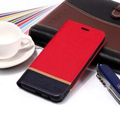 Etui Samsung Portefeuille Galaxy J8 2018 Matière Extérieure En Tissus Rouge -All For Phone Magasin etui galaxy j8 2018 frac2770 3
