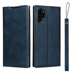 Etui Portefeuille Galaxy Note 10 Plus Simili Cuir - Bleu Foncé