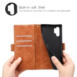 Étui Portefeuille Galaxy Note 10 Plus Simili Cuir Design Marron -All For Phone Magasin etui galaxy note 10 plus frac4117 2