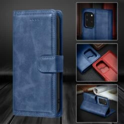 Housse De Protection Galaxy Note 20 Ultra Avec Rangement Cartes - Bleu Foncé -All For Phone Magasin etui galaxy note 20 ultra frac3691 6