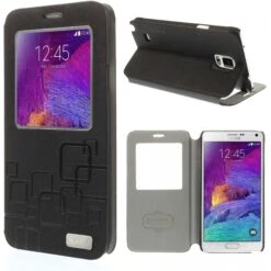 Etui Galaxy Note 4 Cuir Avec Fenetre Kakusiga Noir