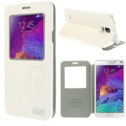Etui Galaxy Note 4 Cuir Avec Fenetre Kakusiga Blanc